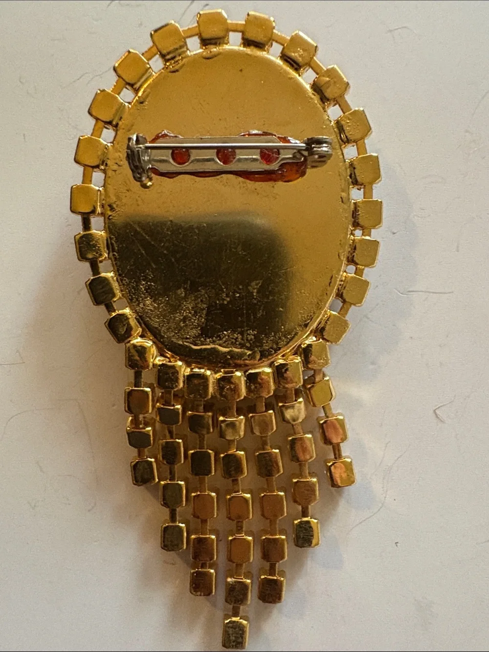 Vintage-Inspired Multi-Color Crystal Drop Brooch - Gold Tone